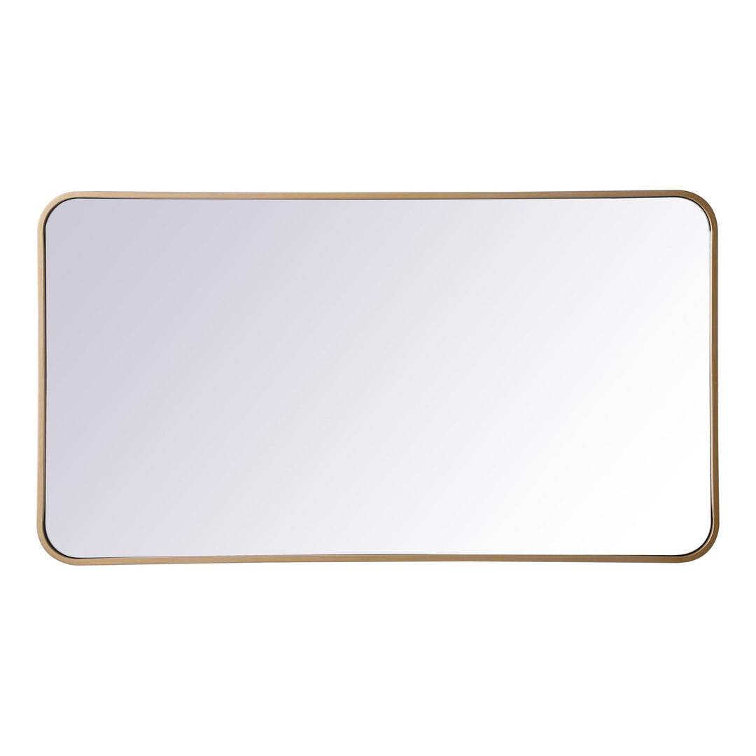 Soft Corner Metal Rectangular Mirror in Brass by Elegant