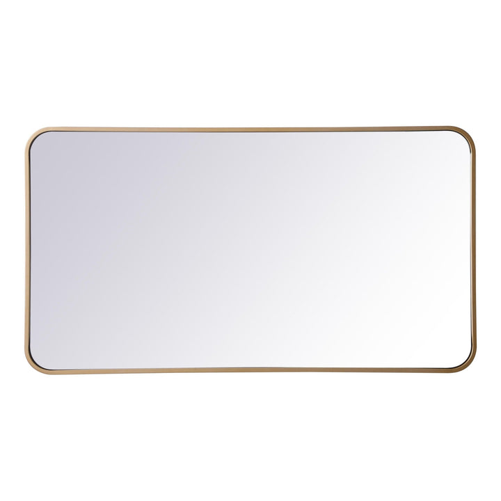 Soft Corner Metal Rectangular Mirror in Brass by Elegant