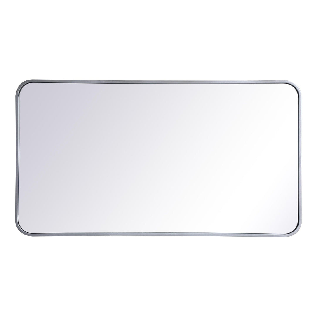 Soft Corner Metal Rectangular Mirror in Silver by Elegant