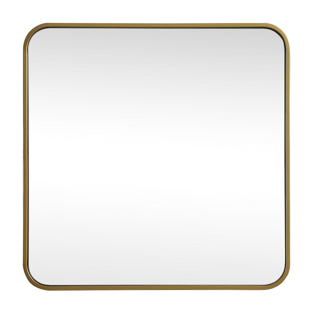 Soft Corner Metal Square Mirror in Brass by Elegant
