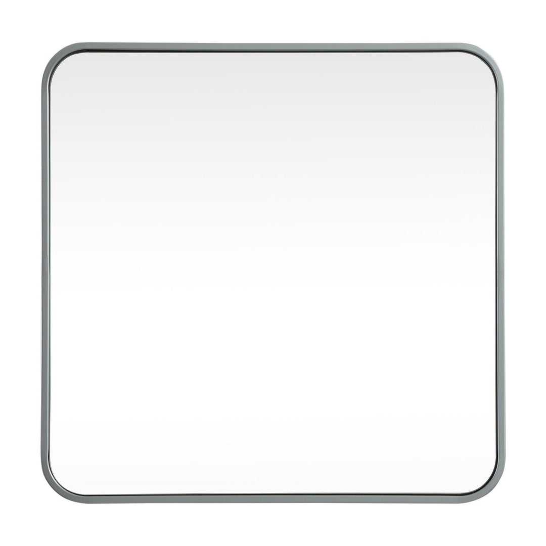 Soft Corner Metal Square Mirror in Silver by Elegant