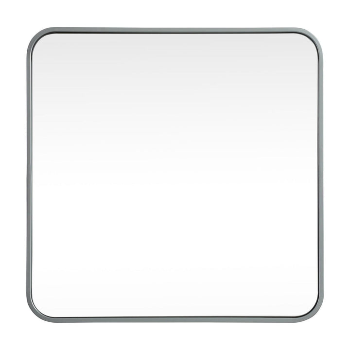 Soft Corner Metal Square Mirror in Silver by Elegant