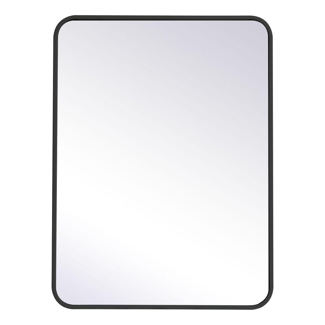 Soft Corner Metal Rectangular Mirror in Black by Elegant