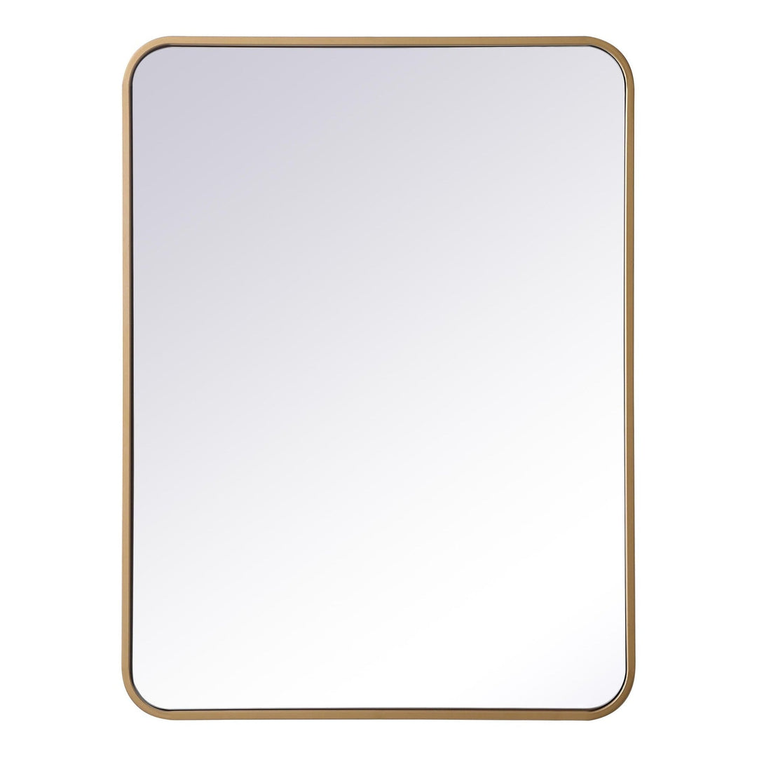 Soft Corner Metal Rectangular Mirror in Brass by Elegant