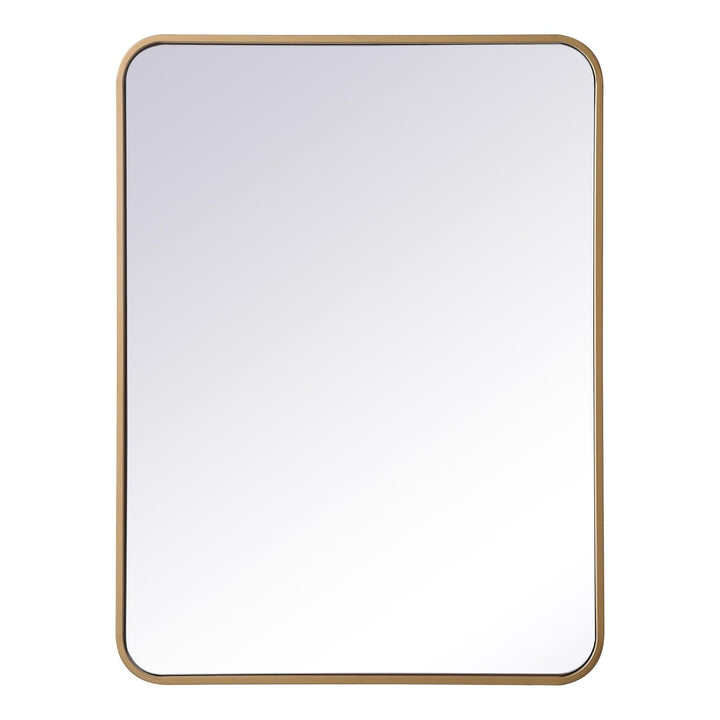 Soft Corner Metal Rectangular Mirror in Brass by Elegant