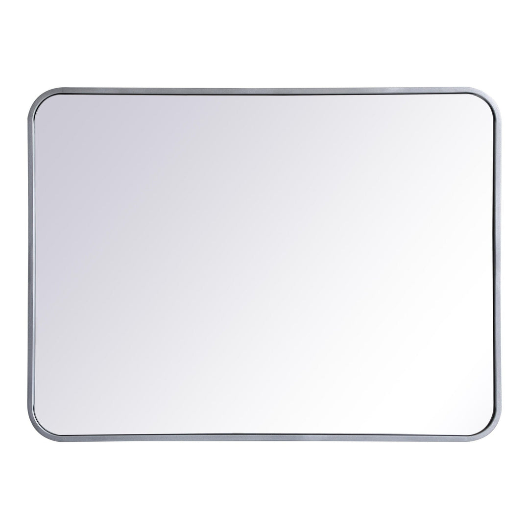 Soft Corner Metal Rectangular Mirror in Silver by Elegant