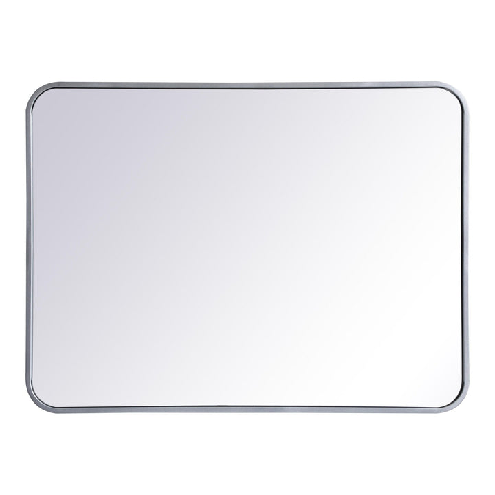 Soft Corner Metal Rectangular Mirror in Silver by Elegant