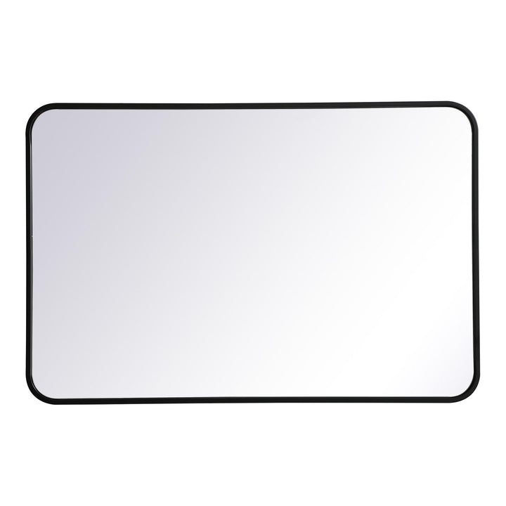 Soft Corner Metal Rectangular Mirror in Black by Elegant