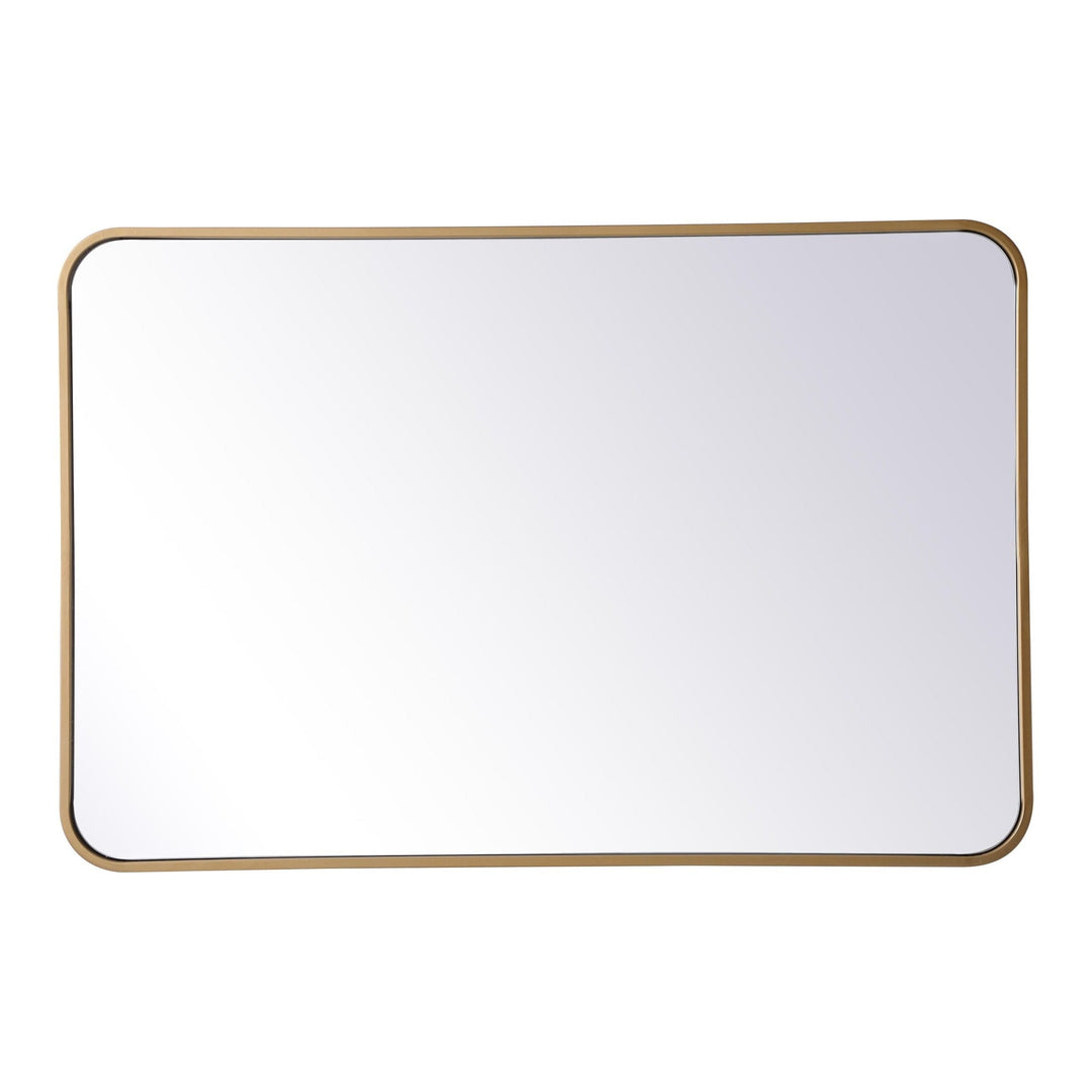 Soft Corner Metal Rectangular Mirror in Brass by Elegant