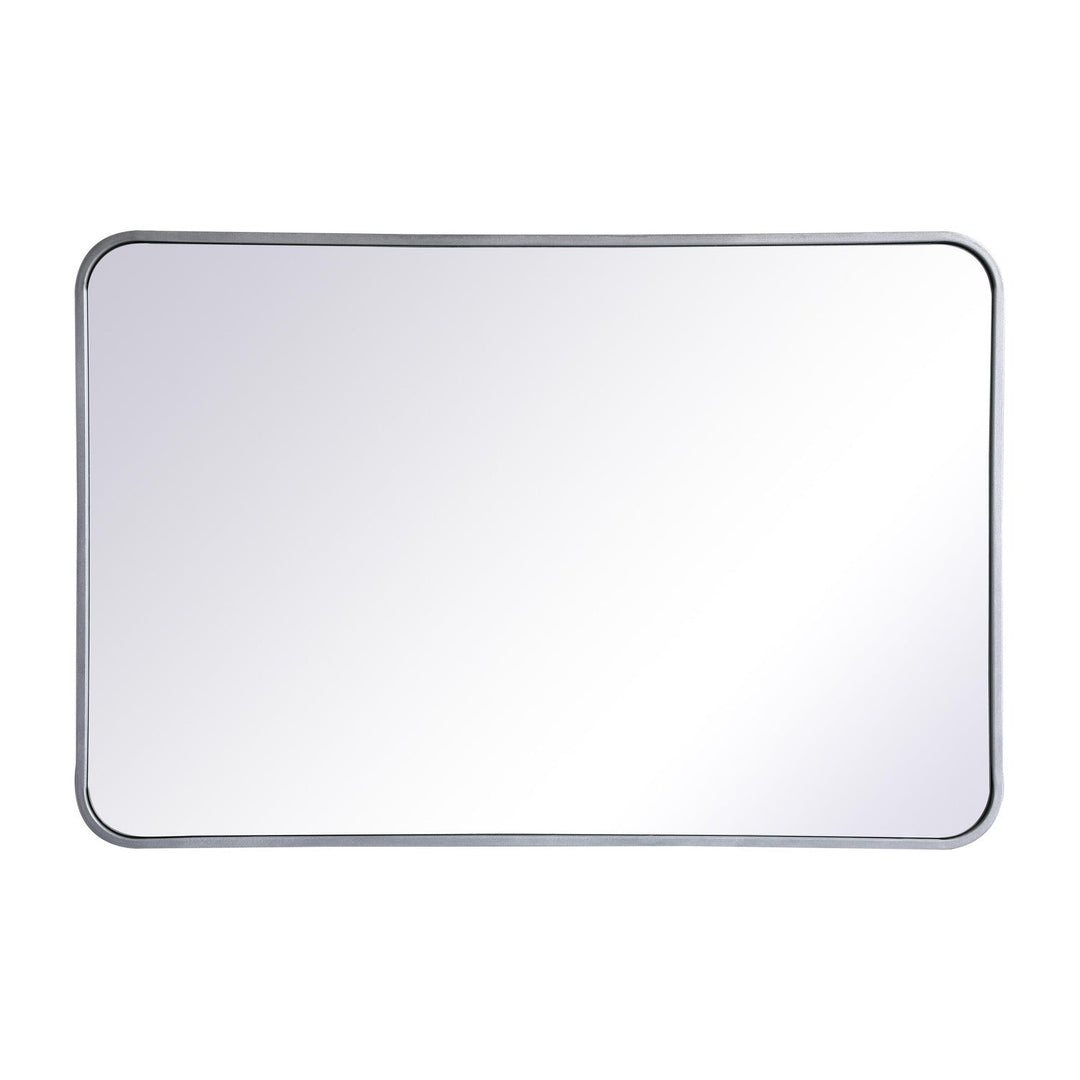 Soft Corner Metal Rectangular Mirror in Silver by Elegant