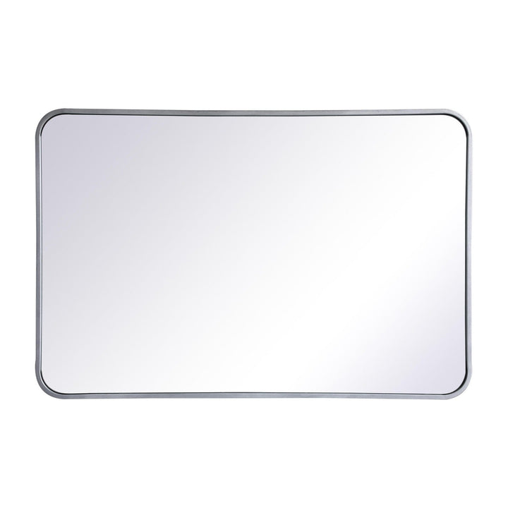 Soft Corner Metal Rectangular Mirror in Silver by Elegant