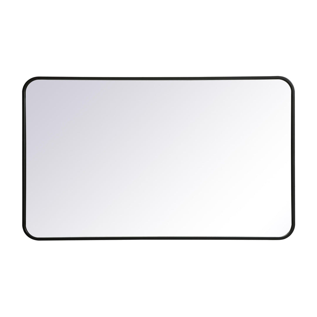 Soft Corner Metal Rectangular Mirror in Black by Elegant