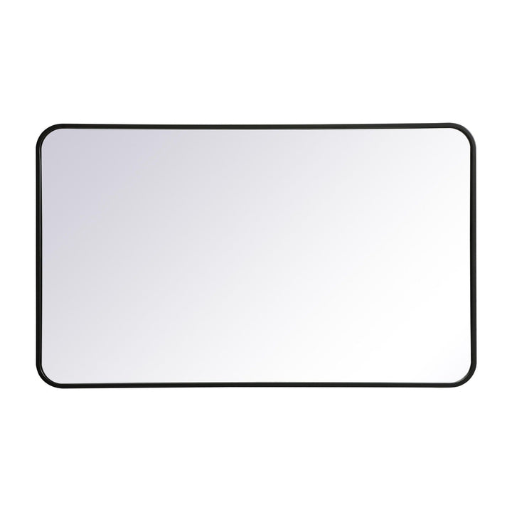 Soft Corner Metal Rectangular Mirror in Black by Elegant