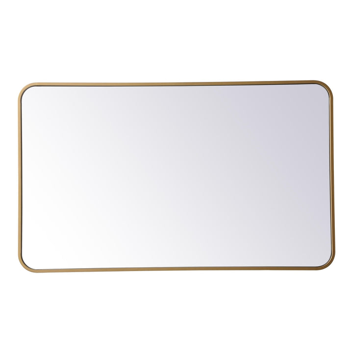 Soft Corner Metal Rectangular Mirror in Brass by Elegant