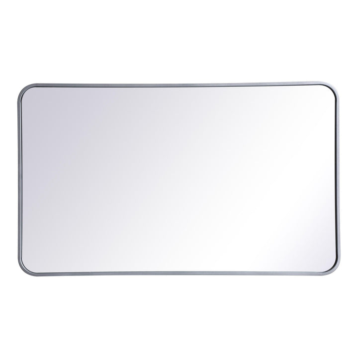 Soft Corner Metal Rectangular Mirror in Silver by Elegant