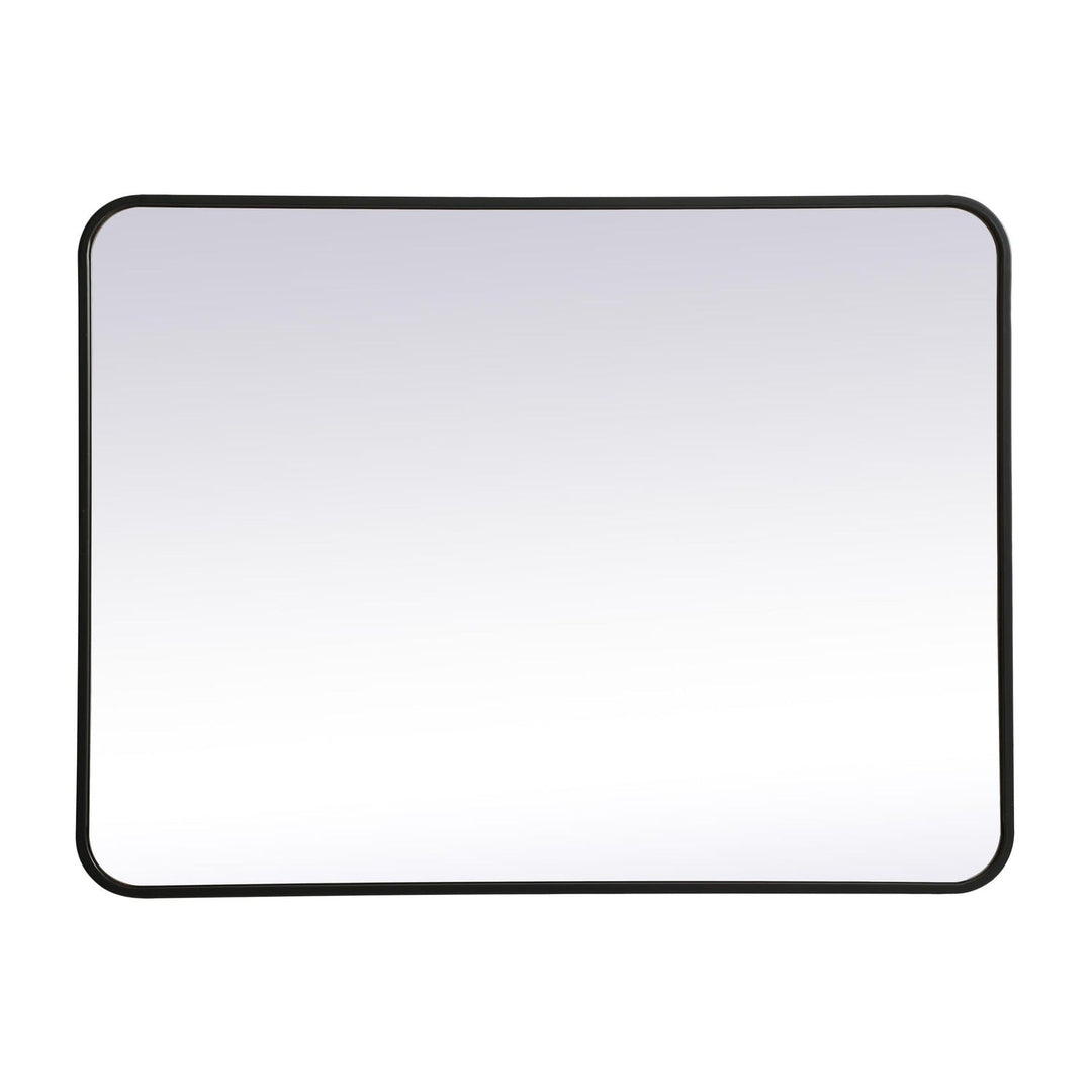 Soft Corner Metal Rectangular Mirror in Black by Elegant