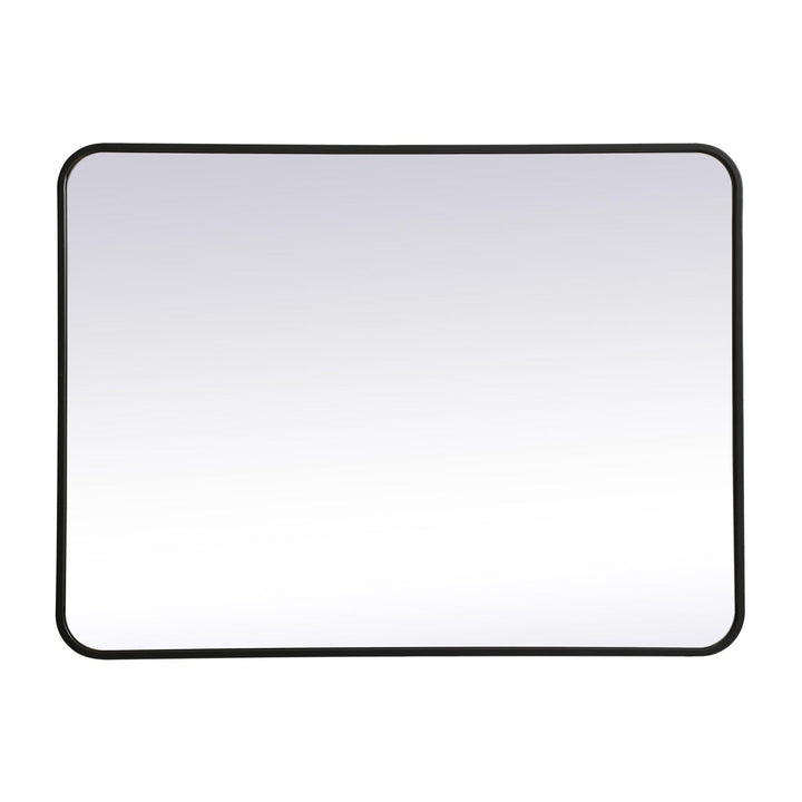 Soft Corner Metal Rectangular Mirror in Black by Elegant