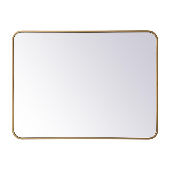 Soft Corner Metal Rectangular Mirror in Brass by Elegant