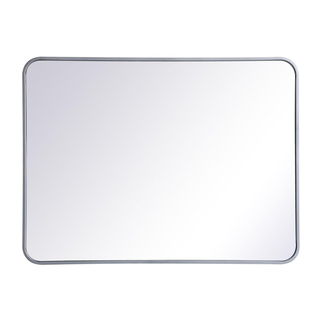 Soft Corner Metal Rectangular Mirror in Silver by Elegant