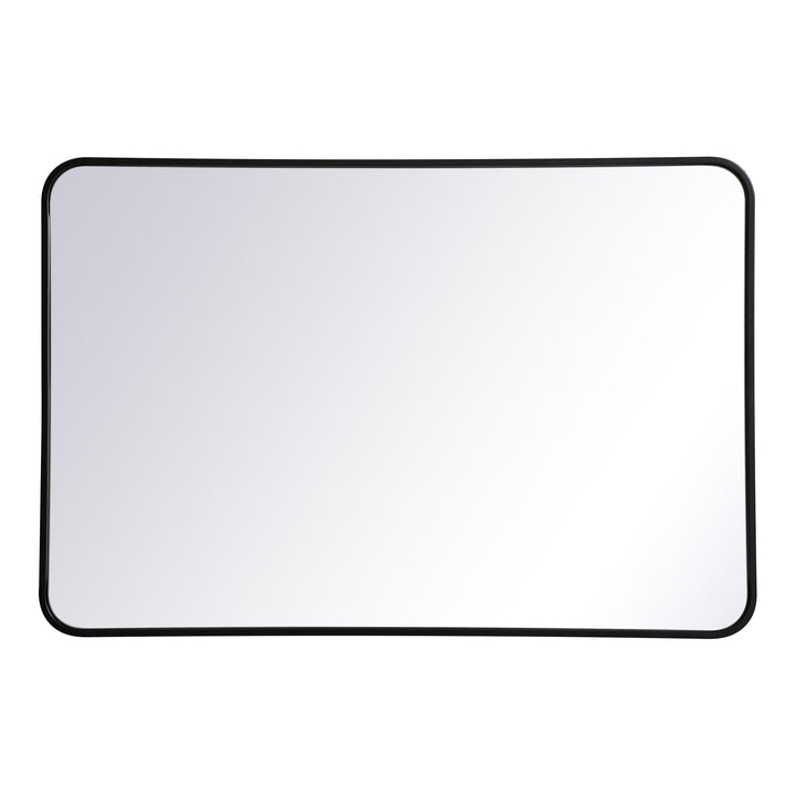 Soft Corner Metal Rectangular Mirror in Black by Elegant