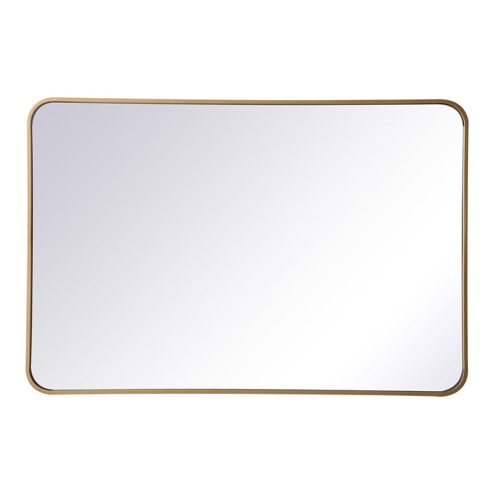Soft Corner Metal Rectangular Mirror in Brass by Elegant