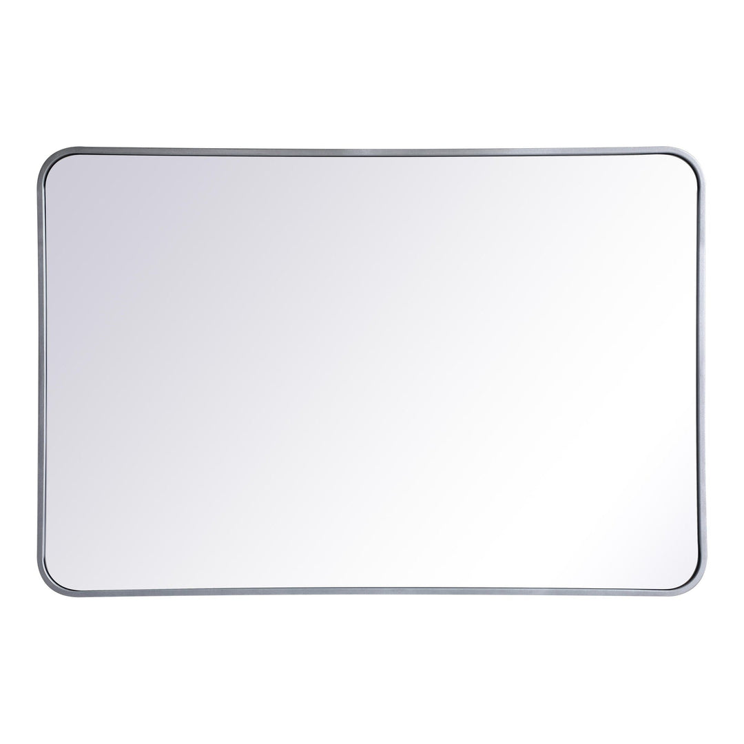 Soft Corner Metal Rectangular Mirror in Silver by Elegant