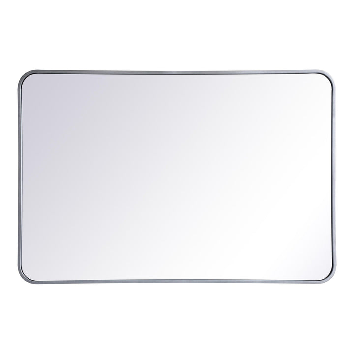 Soft Corner Metal Rectangular Mirror in Silver by Elegant