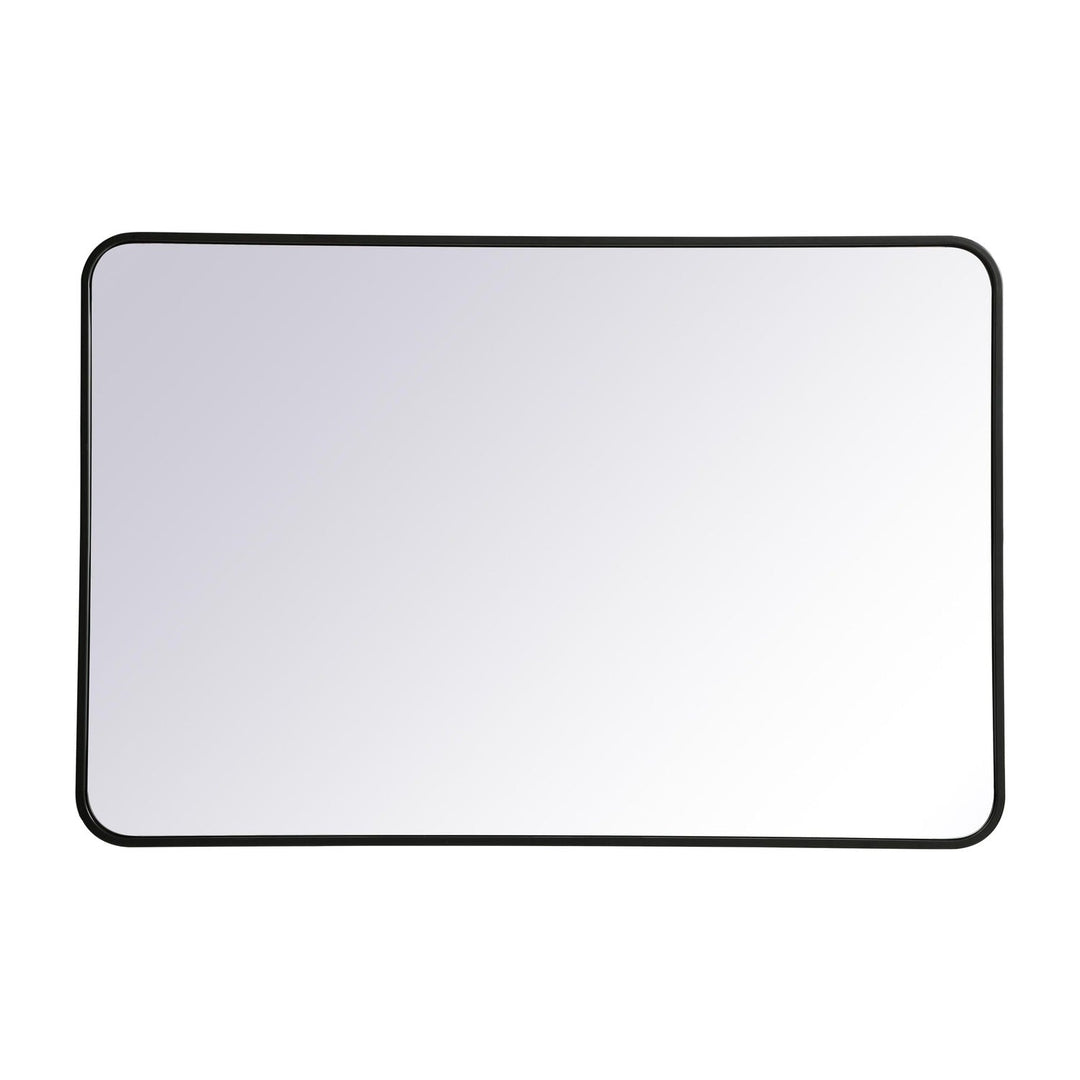 Soft Corner Metal Rectangular Mirror in Black by Elegant