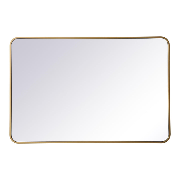 Soft Corner Metal Rectangular Mirror in Brass by Elegant