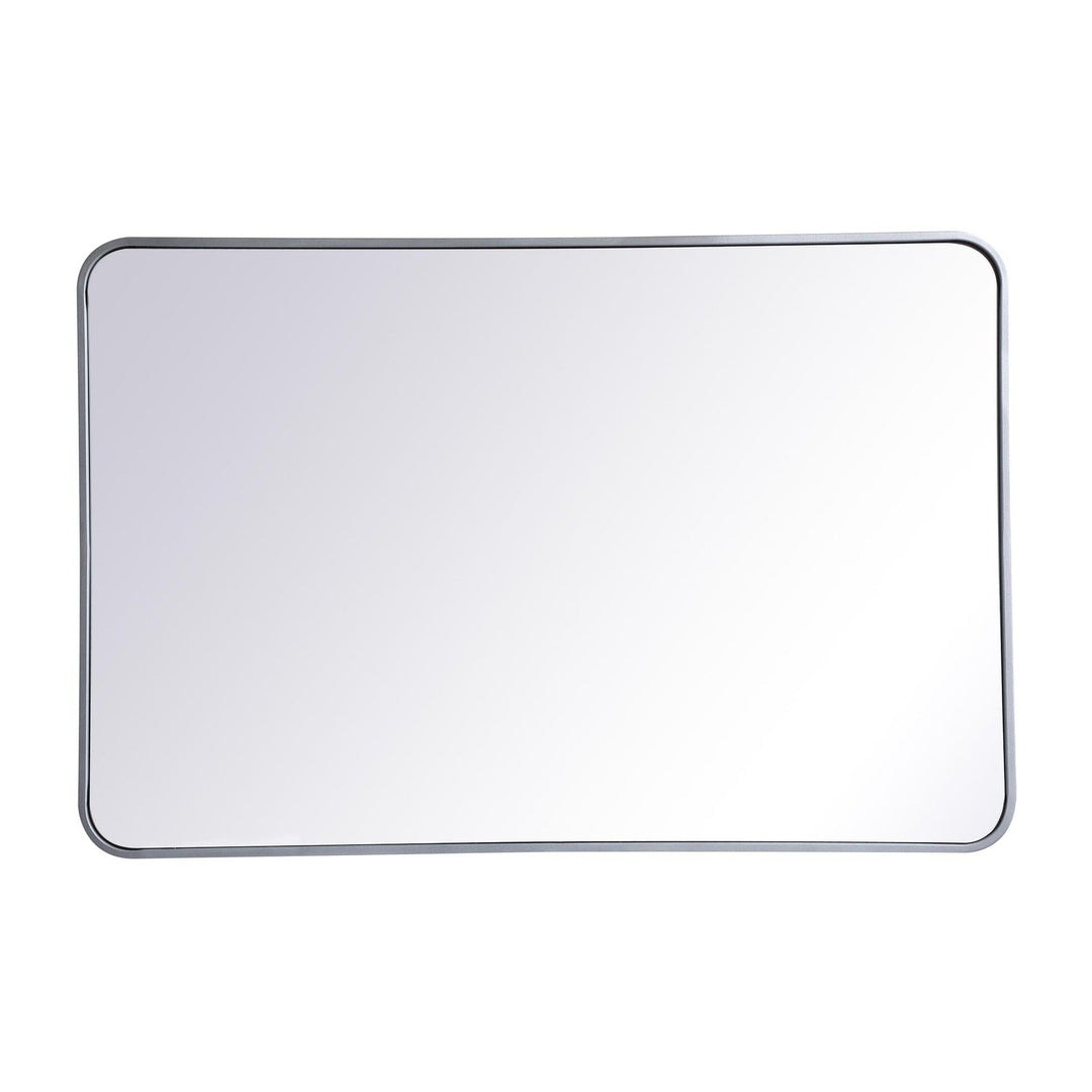 Soft Corner Metal Rectangular Mirror in Silver by Elegant