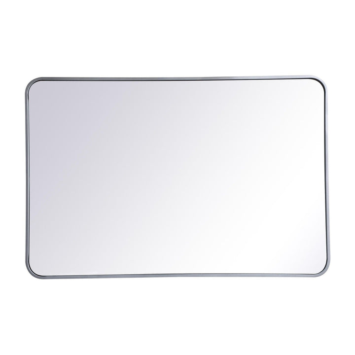 Soft Corner Metal Rectangular Mirror in Silver by Elegant