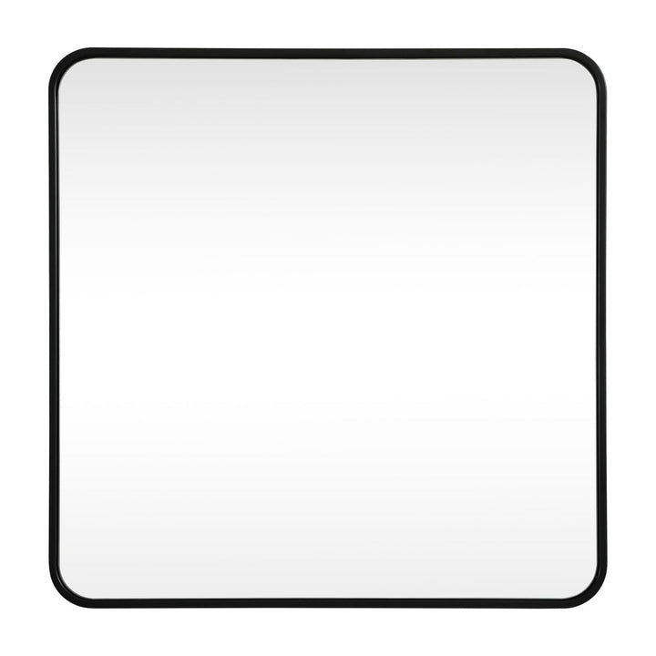 Soft Corner Metal Square Mirror in Black by Elegant