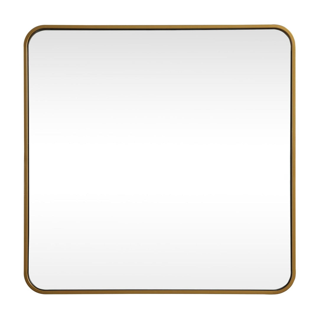 Soft Corner Metal Square Mirror in Brass by Elegant