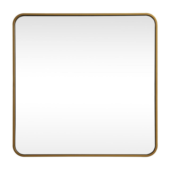 Soft Corner Metal Square Mirror in Brass by Elegant