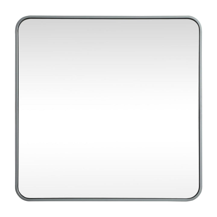 Soft Corner Metal Square Mirror in Silver by Elegant