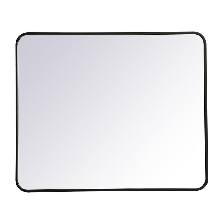 Soft Corner Metal Rectangular Mirror in Black by Elegant