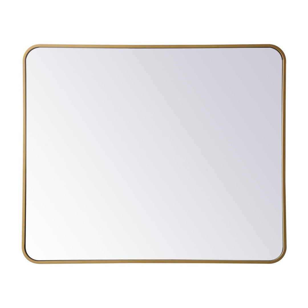 Soft Corner Metal Rectangular Mirror in Brass by Elegant