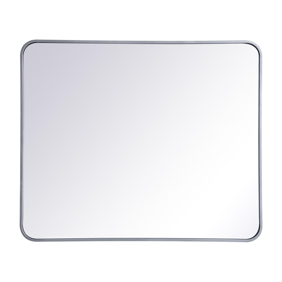 Soft Corner Metal Rectangular Mirror in Silver by Elegant