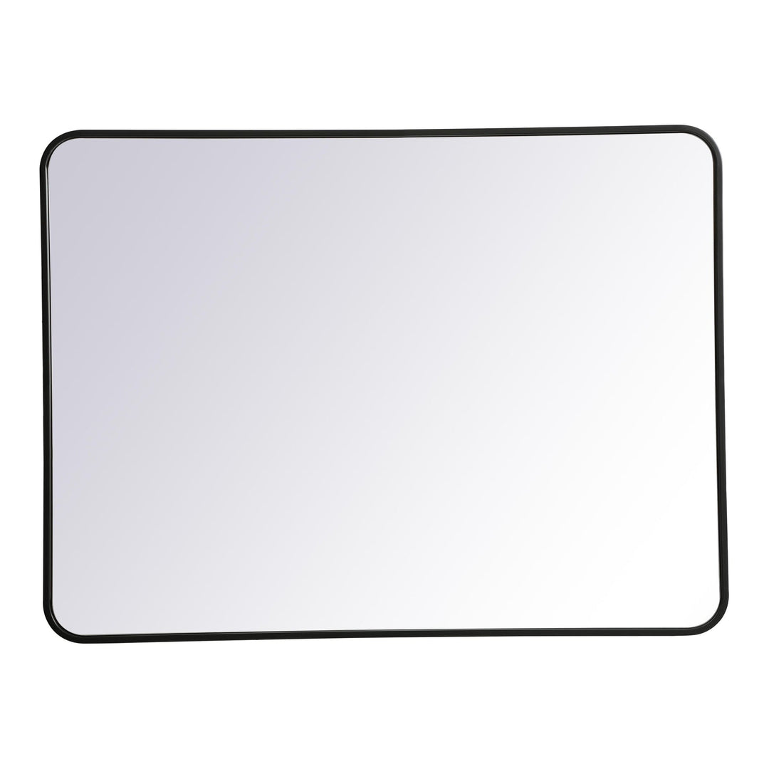 Soft Corner Metal Rectangular Mirror in Black by Elegant