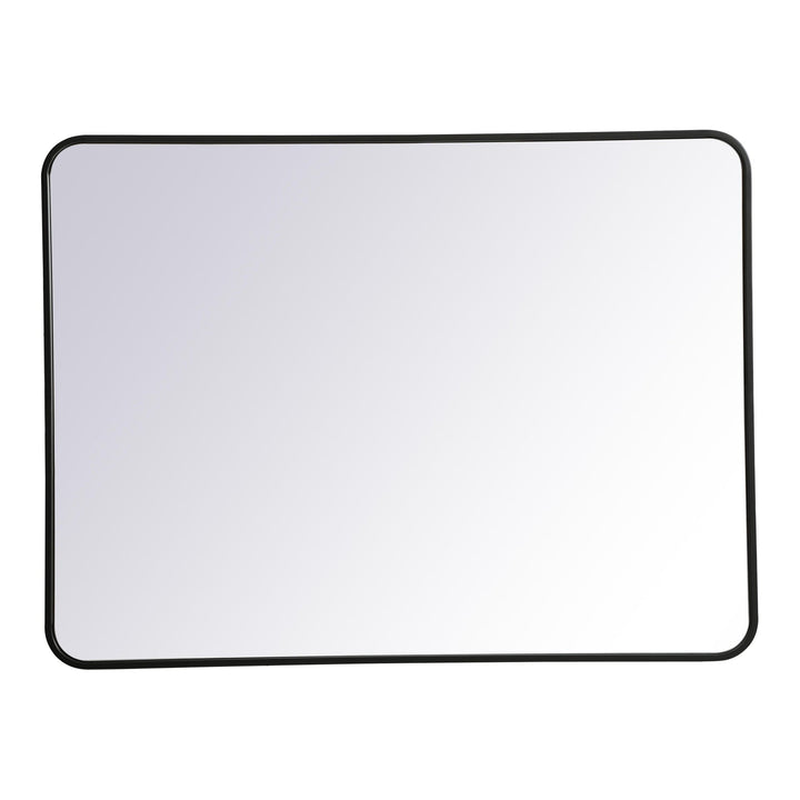 Soft Corner Metal Rectangular Mirror in Black by Elegant