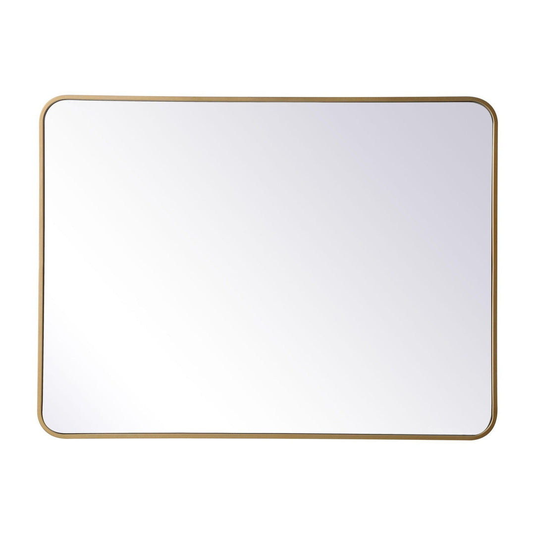 Soft Corner Metal Rectangular Mirror in Brass by Elegant