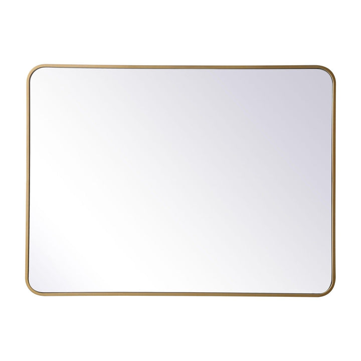 Soft Corner Metal Rectangular Mirror in Brass by Elegant