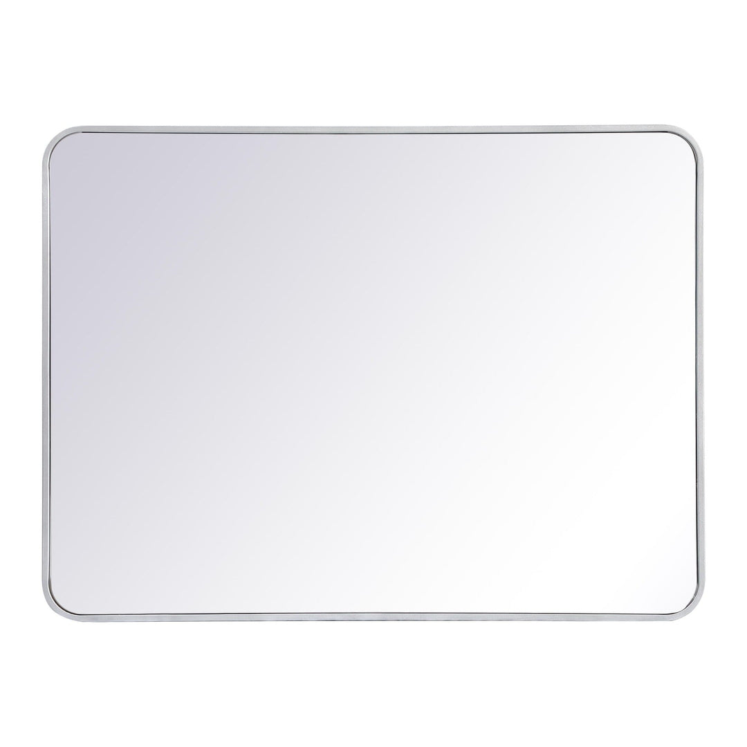 Soft Corner Metal Rectangular Mirror in Silver by Elegant
