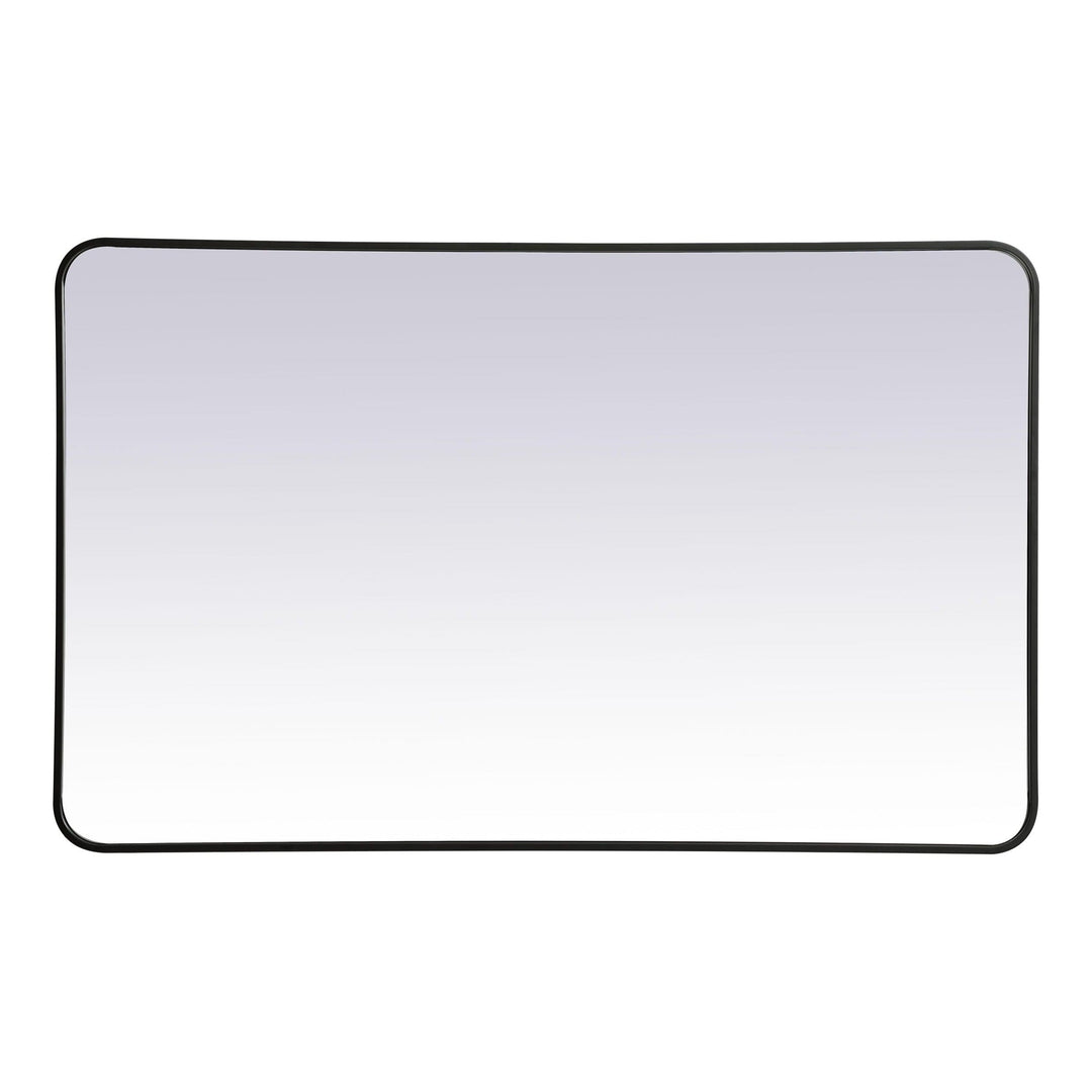 Soft Corner Metal Rectangular Mirror in Black by Elegant