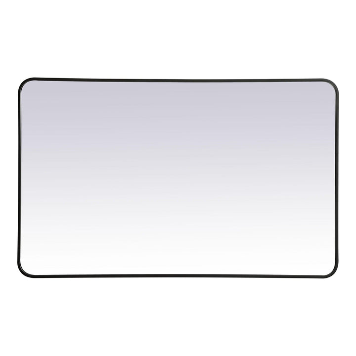 Soft Corner Metal Rectangular Mirror in Black by Elegant