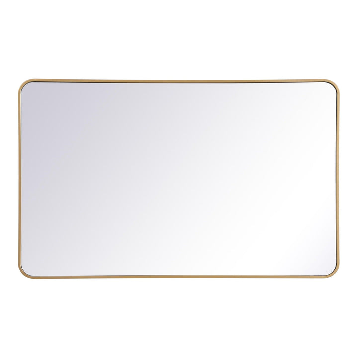 Soft Corner Metal Rectangular Mirror in Brass by Elegant