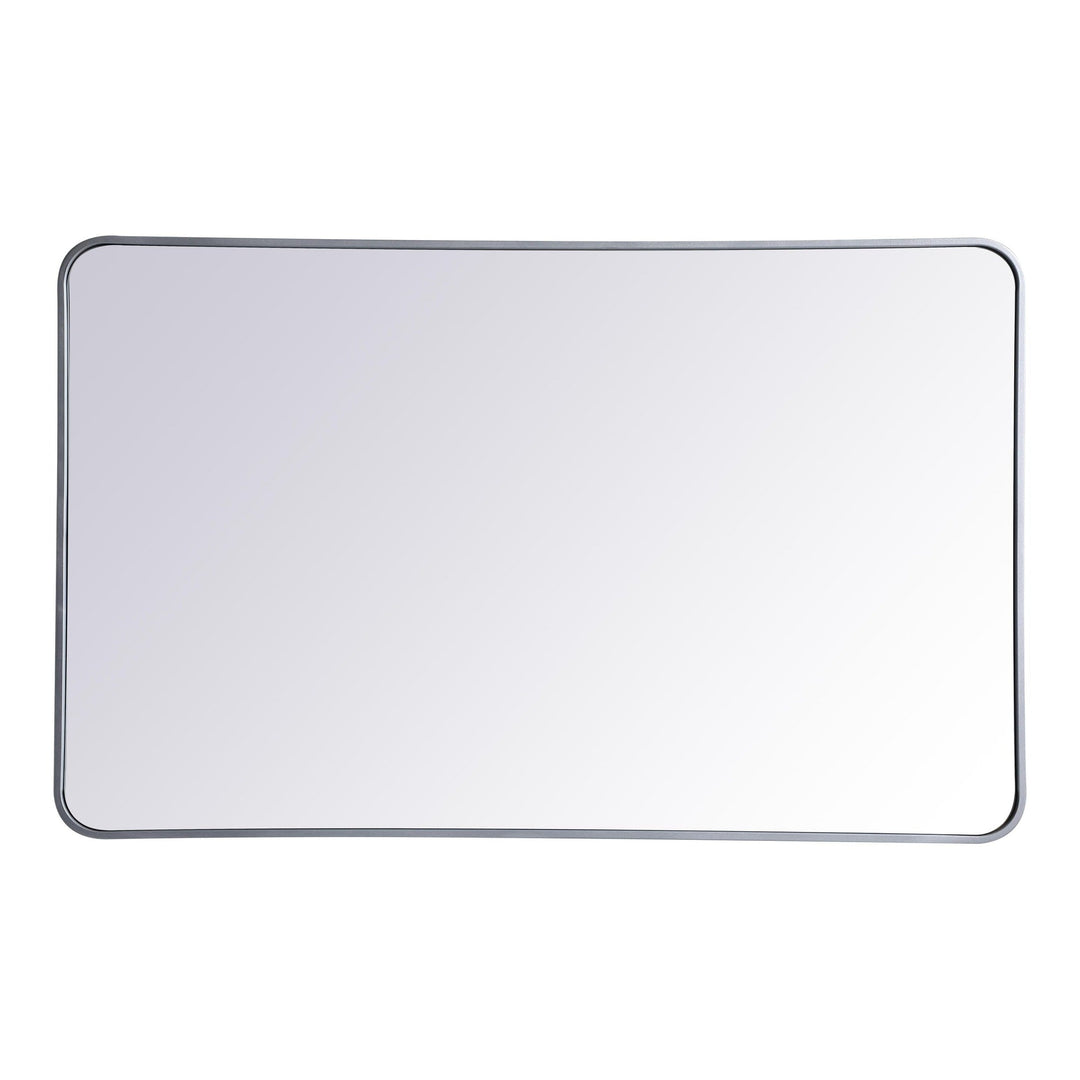 Soft Corner Metal Rectangular Mirror in Silver by Elegant