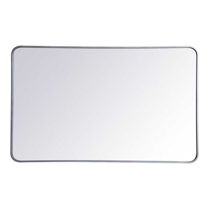 Soft Corner Metal Rectangular Mirror in Silver by Elegant