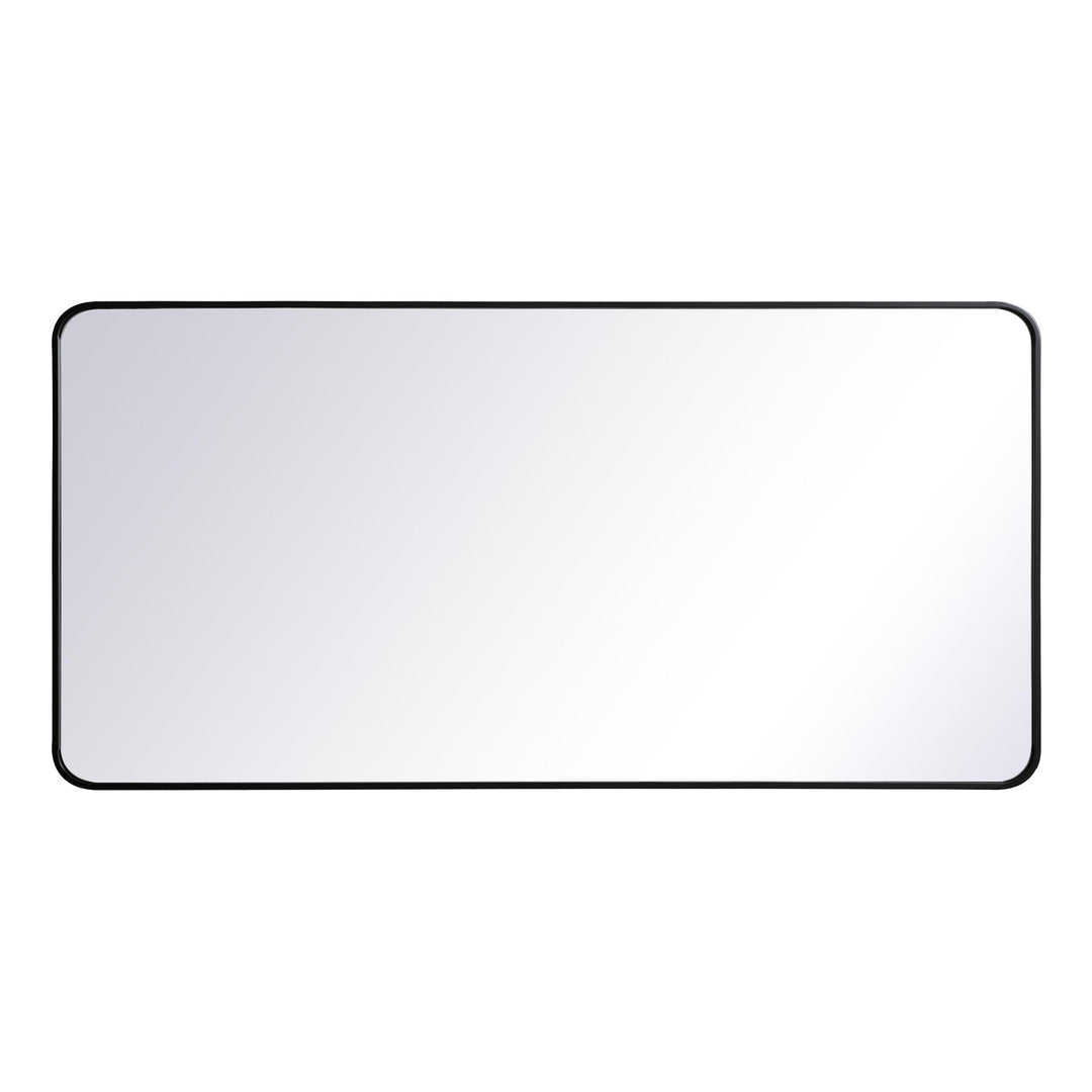 Soft Corner Metal Rectangular Mirror in Black by Elegant