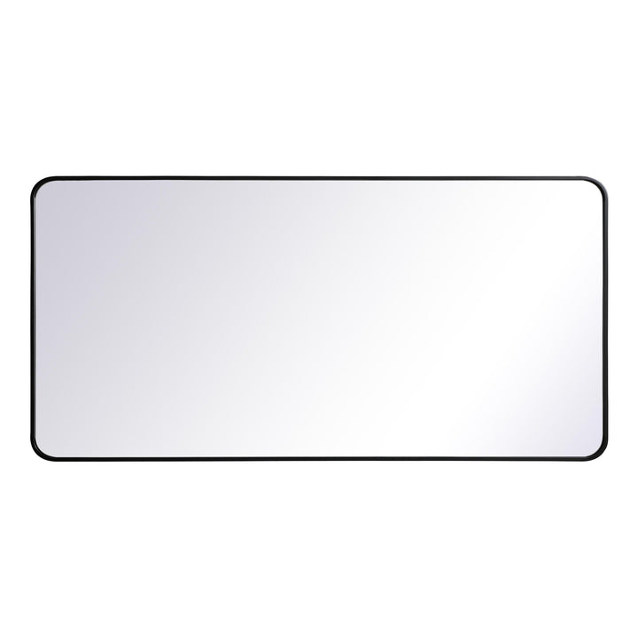 Soft Corner Metal Rectangular Mirror in Black by Elegant